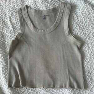 Brandy Melville Cream Ribbed Crop Tank Top